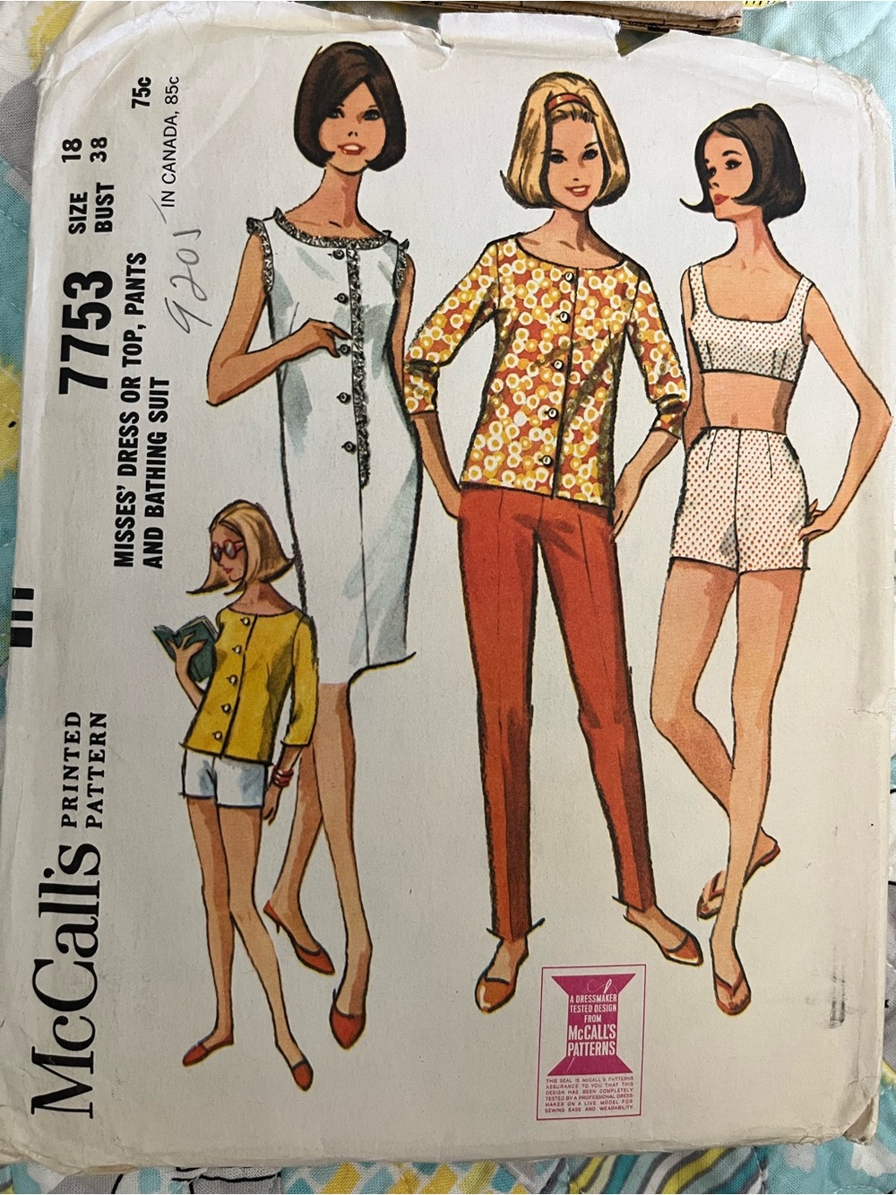 RARE McCall’s 7753 Mod Wardrobe Sewing Pattern Bust 38